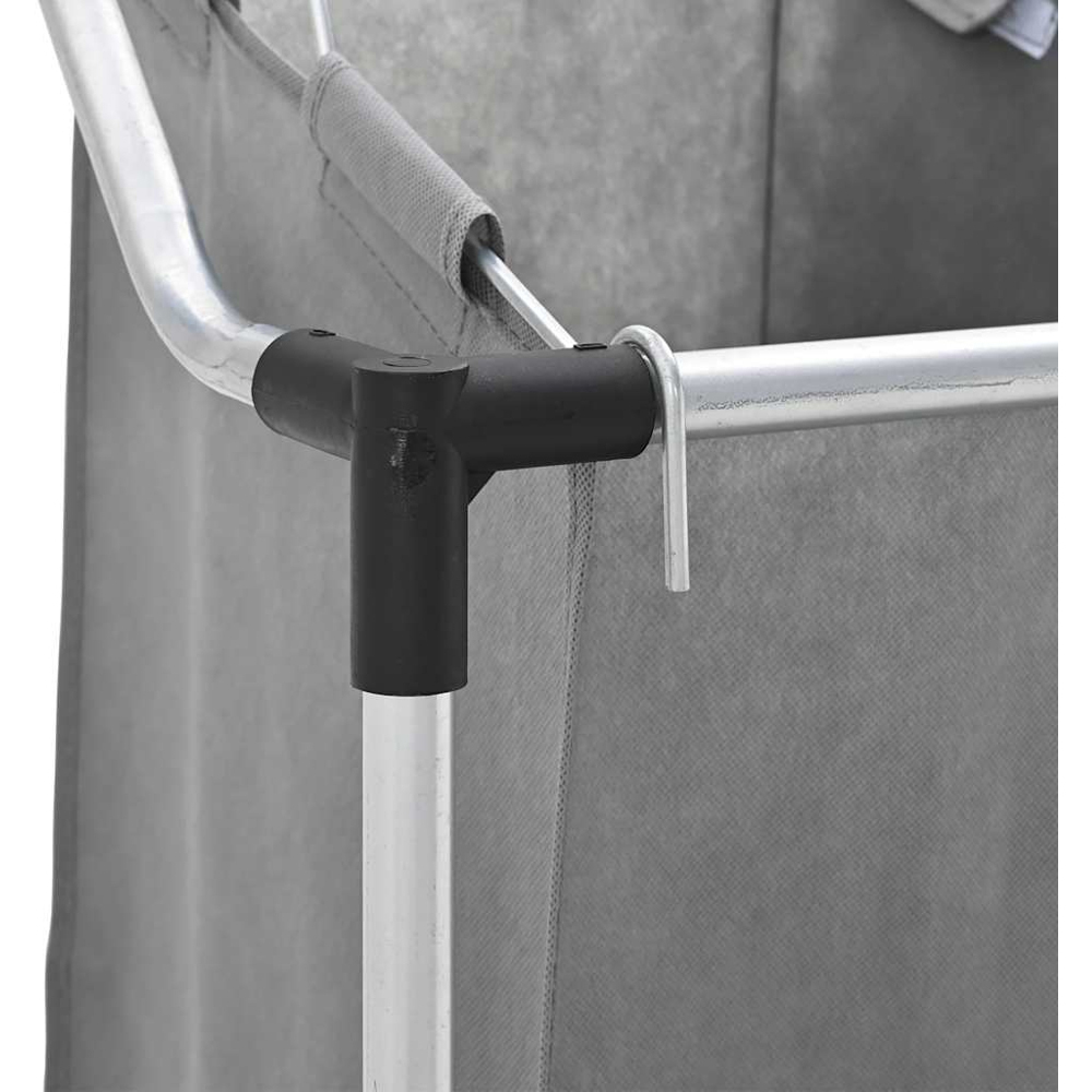 vidaXL 3 Compartment Grey Laundry Basket with Wheels 96 x 40 x 92cm Image 6