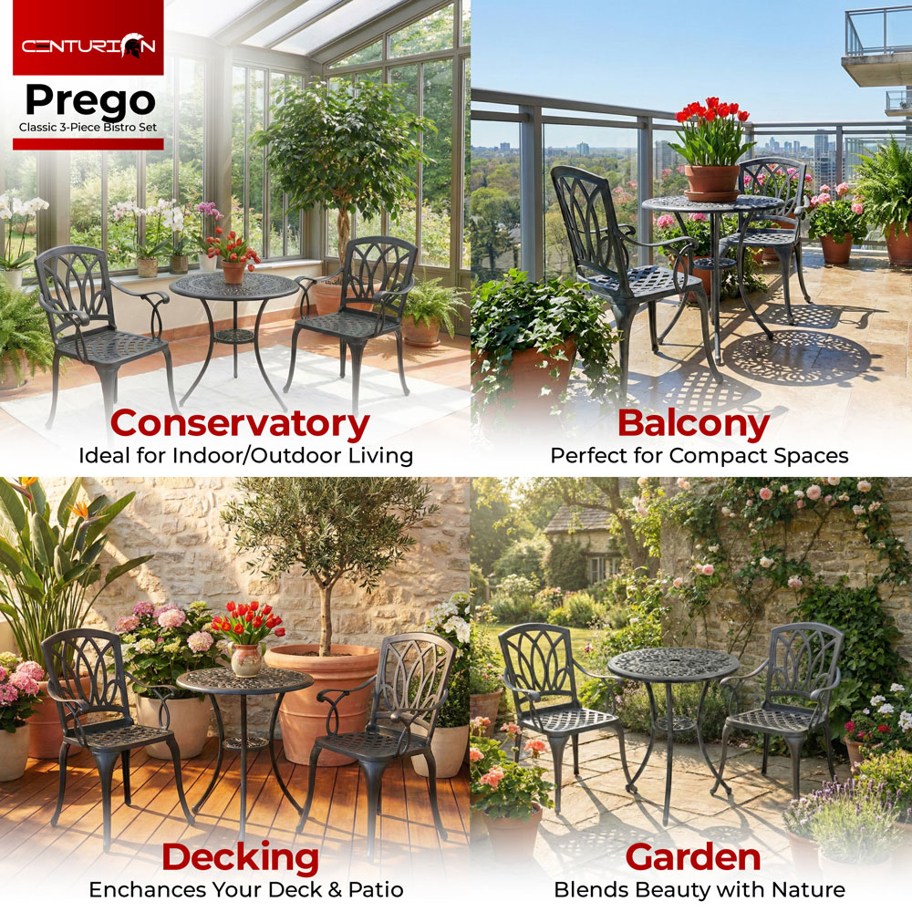 Centurion Supports Positano 2 Seater Grey Aluminium Bistro Set with Table Image 4