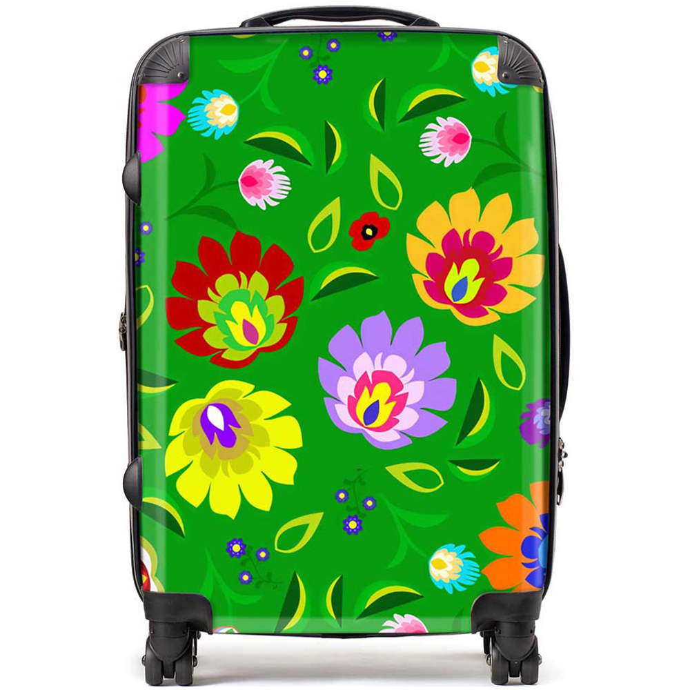 Warren Reed Designer Medium Polish Folk Floral Suitcase Image 1