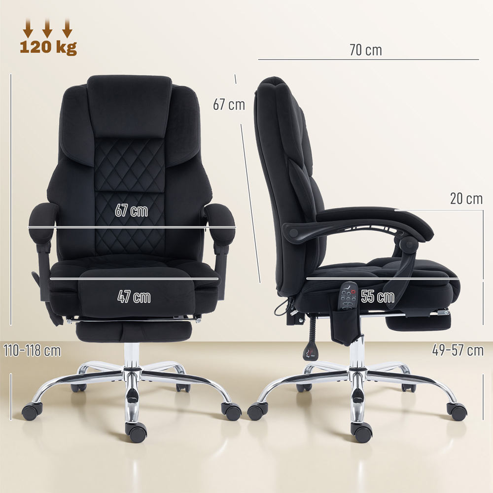 Portland Black Massage and Heat Reclining Office Chair Image 9