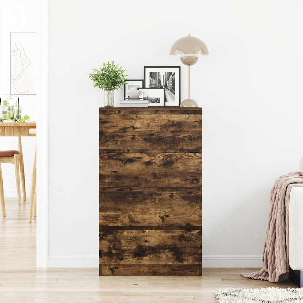 vidaXL 4 Door Smoked Oak Narrow Sideboard Image 3