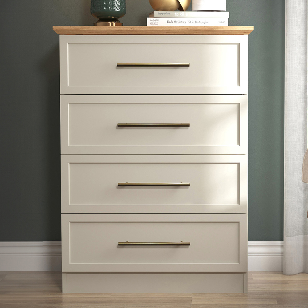 GFW Lyngford 4 Drawer Light Grey Chest of Drawers Image 1