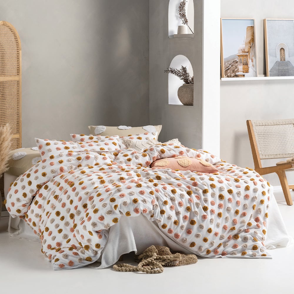 Linen House Haze Single Multicolour Tufted Duvet Cover Set Image 1