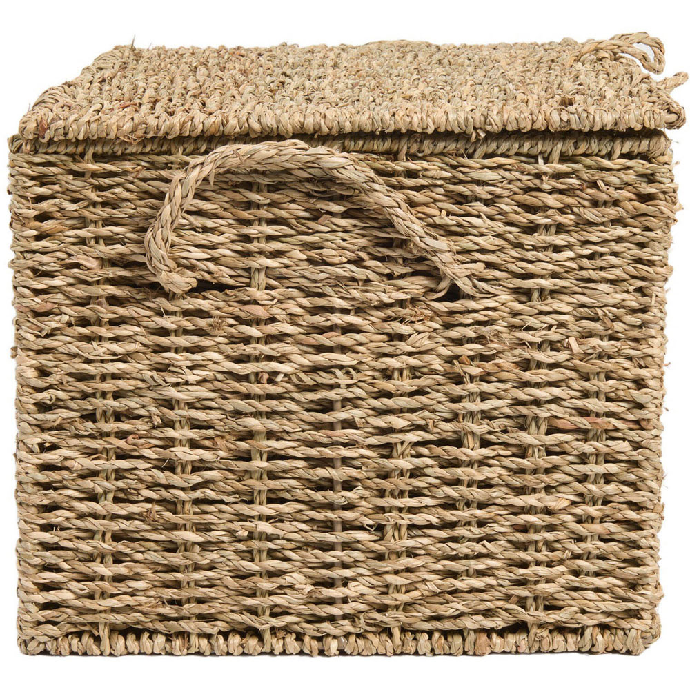 Set of 3 Seagrass Woven Storage Trunks Natural Image 6