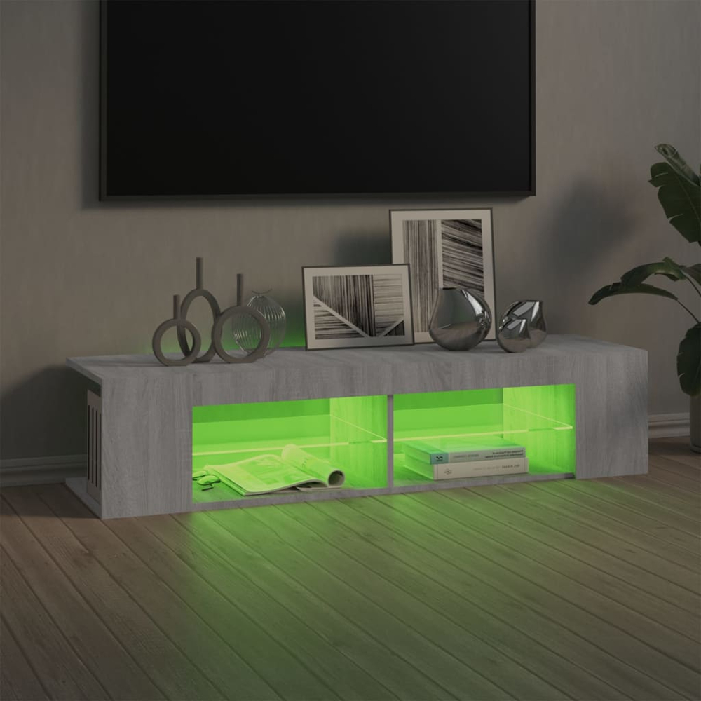 vidaXL 4 Shelf Grey Sonoma TV Cabinet with LED Lights Image 9