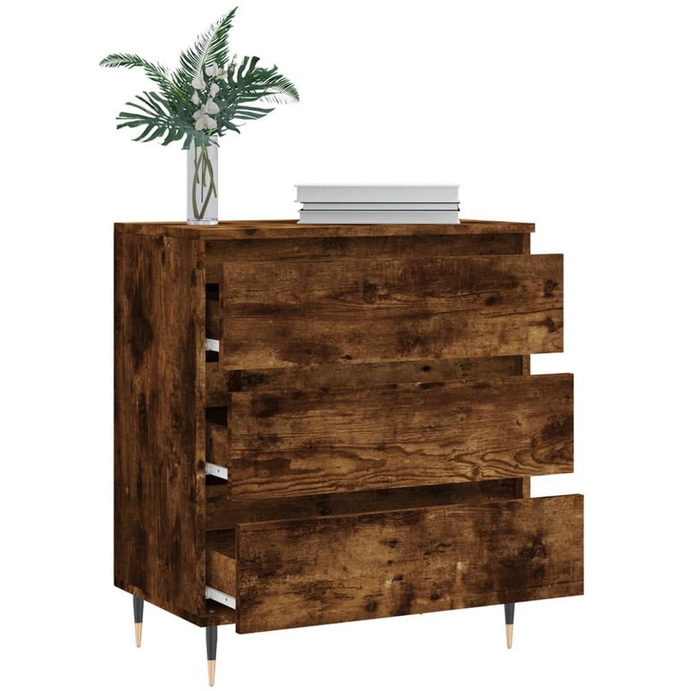 vidaXL 3 Drawer Smoked Oak Sideboard Image 4