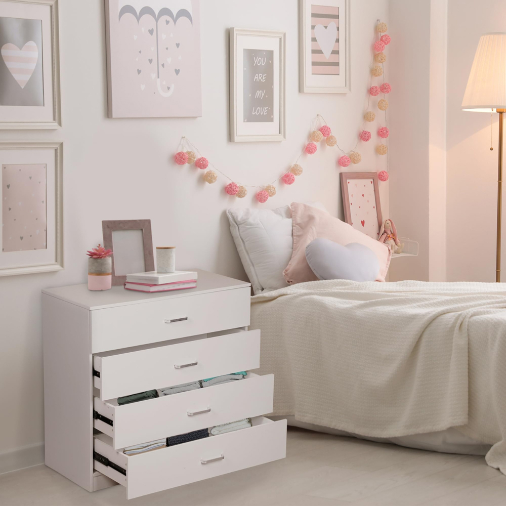 Alivio 4 Drawer White Bedside Storage Cabinet Image 5