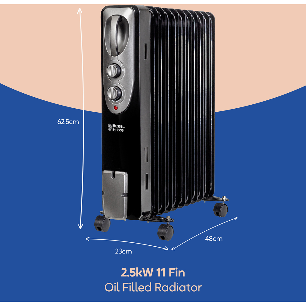 Russell Hobbs Black 11-Fin Oil Filled Radiator 2500W Image 8