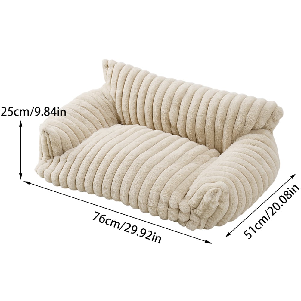 H&O Direct 76cm Beige Super Soft Channel Warm Pet Sofa Bed Image 5
