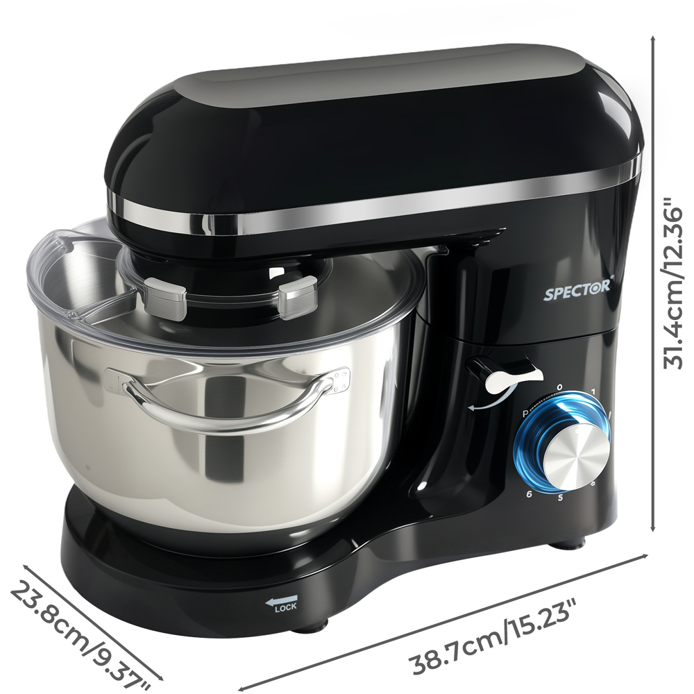 Spector MIX1002-6.2L-UK Stainless Steel Mixing Bowl Electric Stand Mixer 6.2L 1400W Image 9