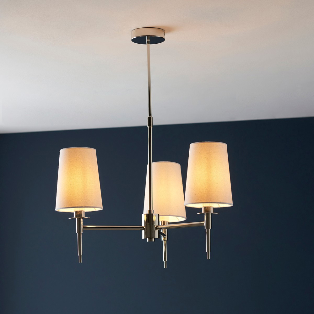 Merano Florence Multi Arm White and Nickle 3 Light Pendant Ceiling Lamp Image 2