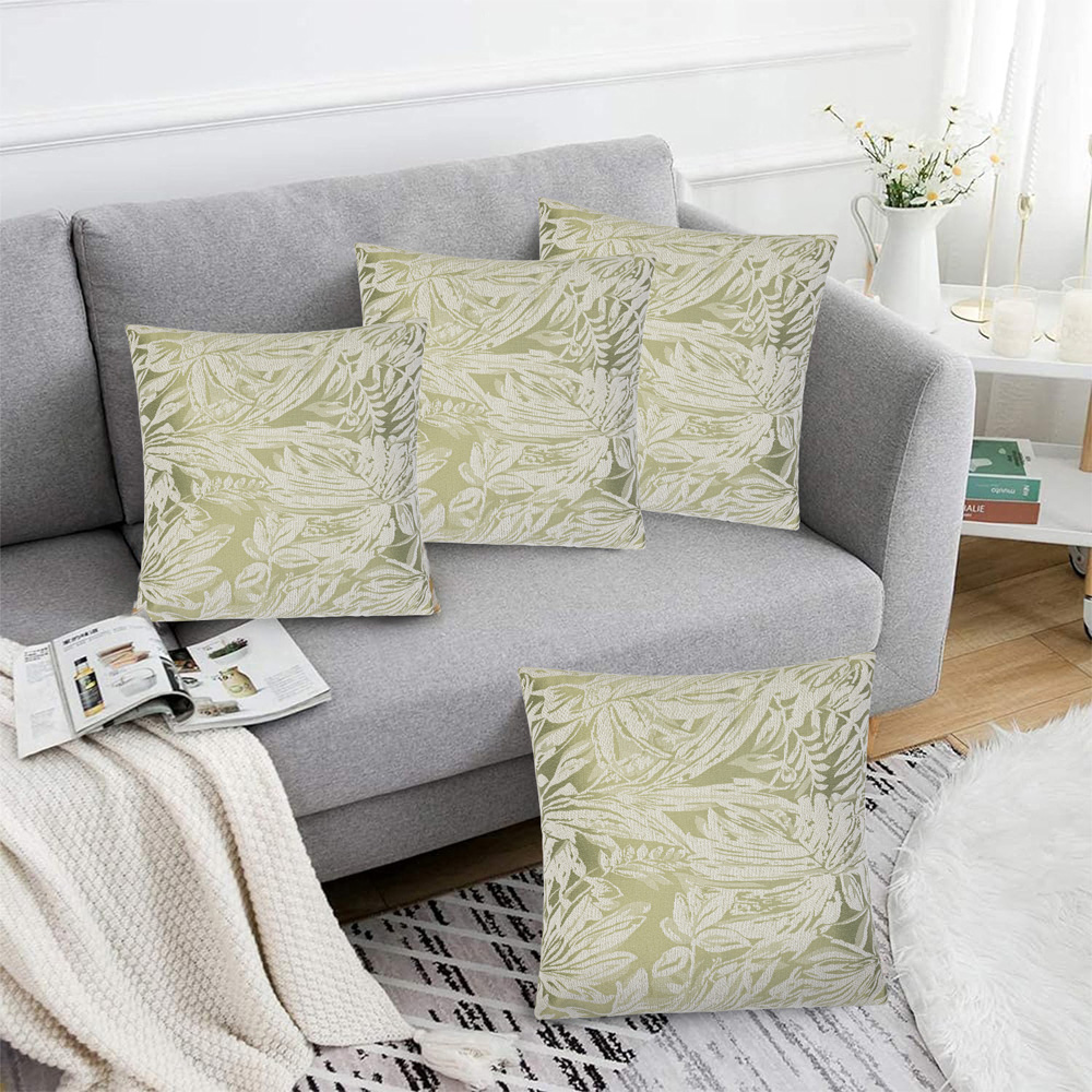 Alan Symonds Green Chenille Botanic Cushion with Polyester Filled Pad 45 x 45cm 4 Pack Image 2