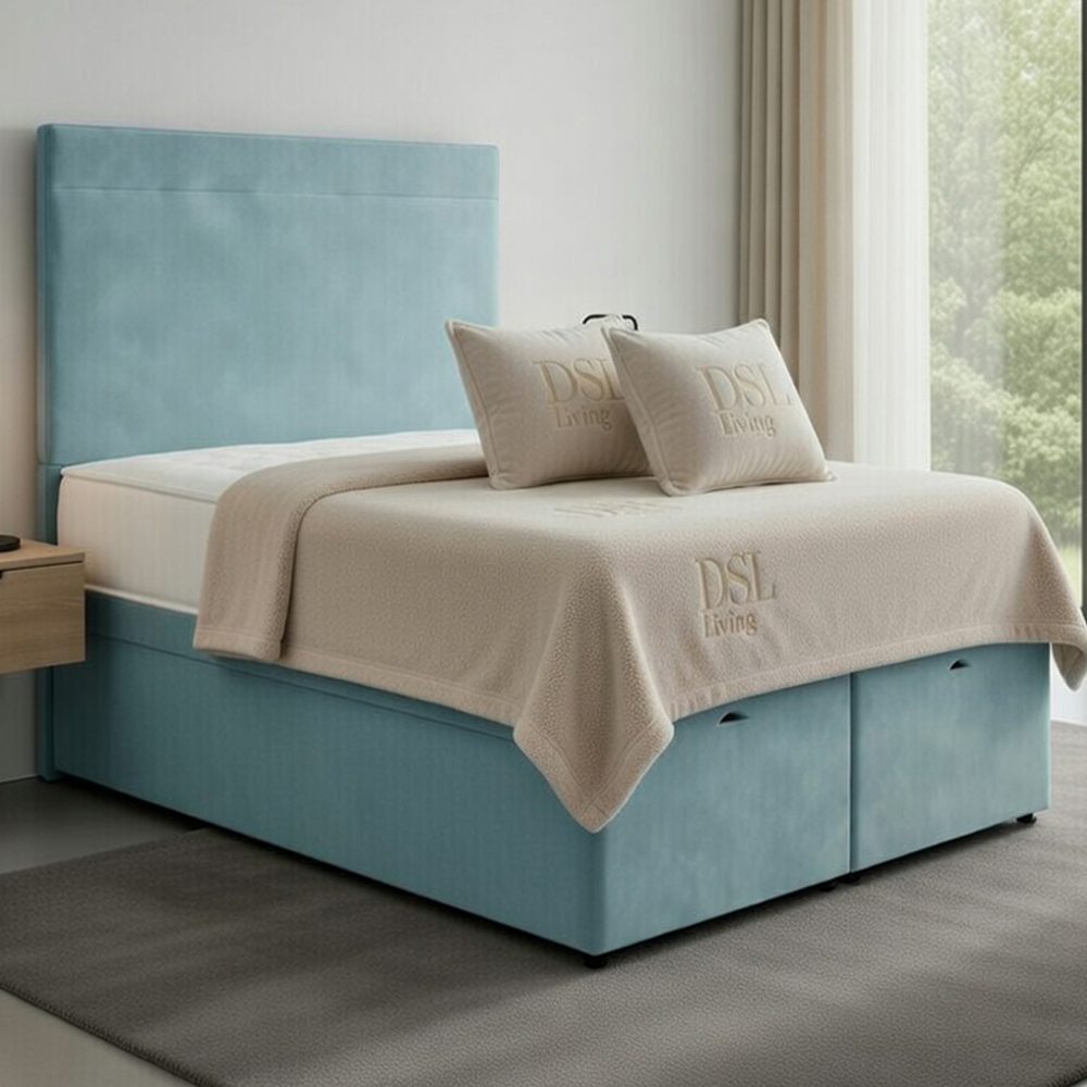 DS Living Muse Single Duck Egg Plush Velvet Divan Bed Image 1