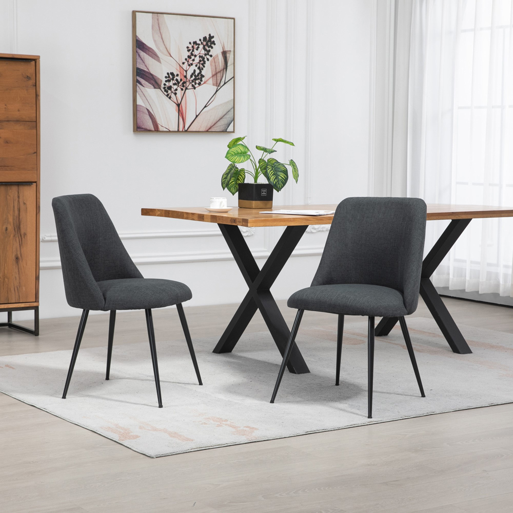 Artemis Home Morandi Set of 2 Black Fabric Dining Chairs Image 2