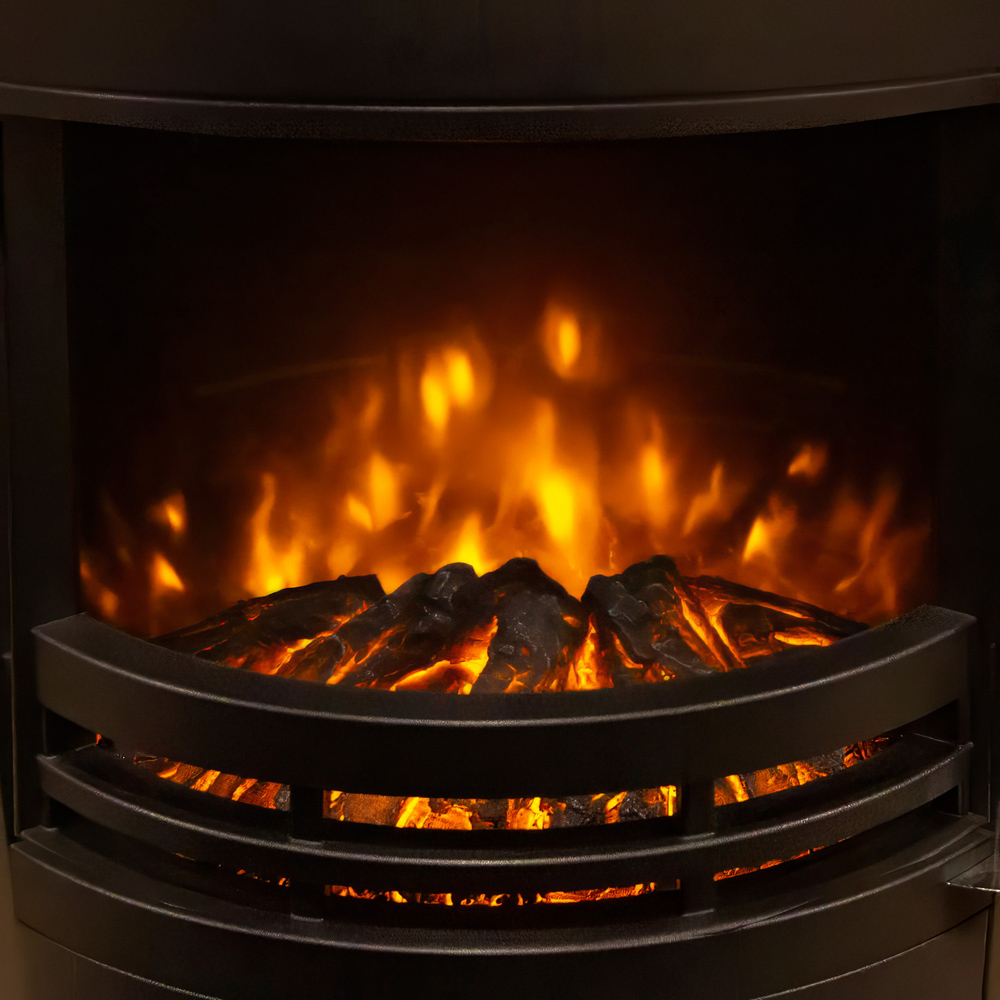 Be Modern Tunstall Black Freestanding Cylinder Electric Stove with Log Store 2kW Image 3