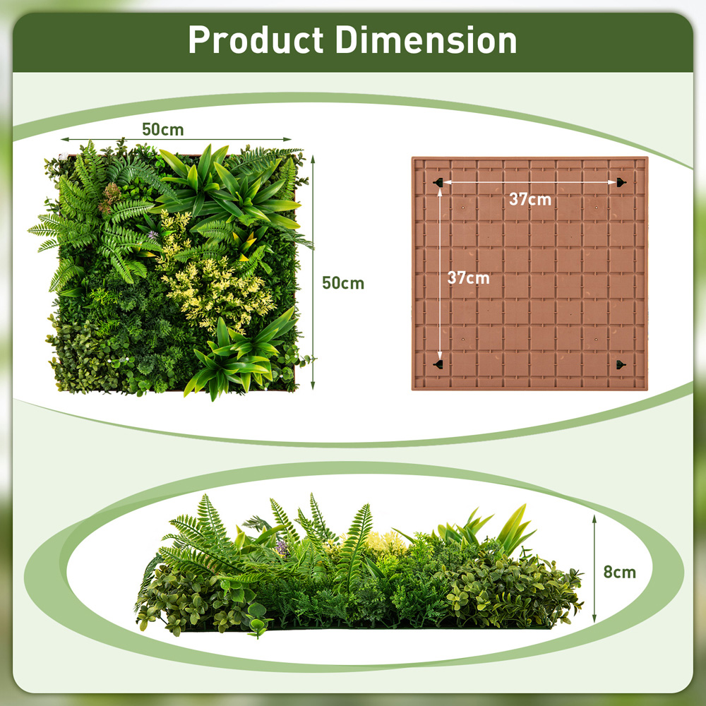 Costway Square Framed 1.6 x 1.6ft Artificial Foliage Wall Art 2 Pack Image 9