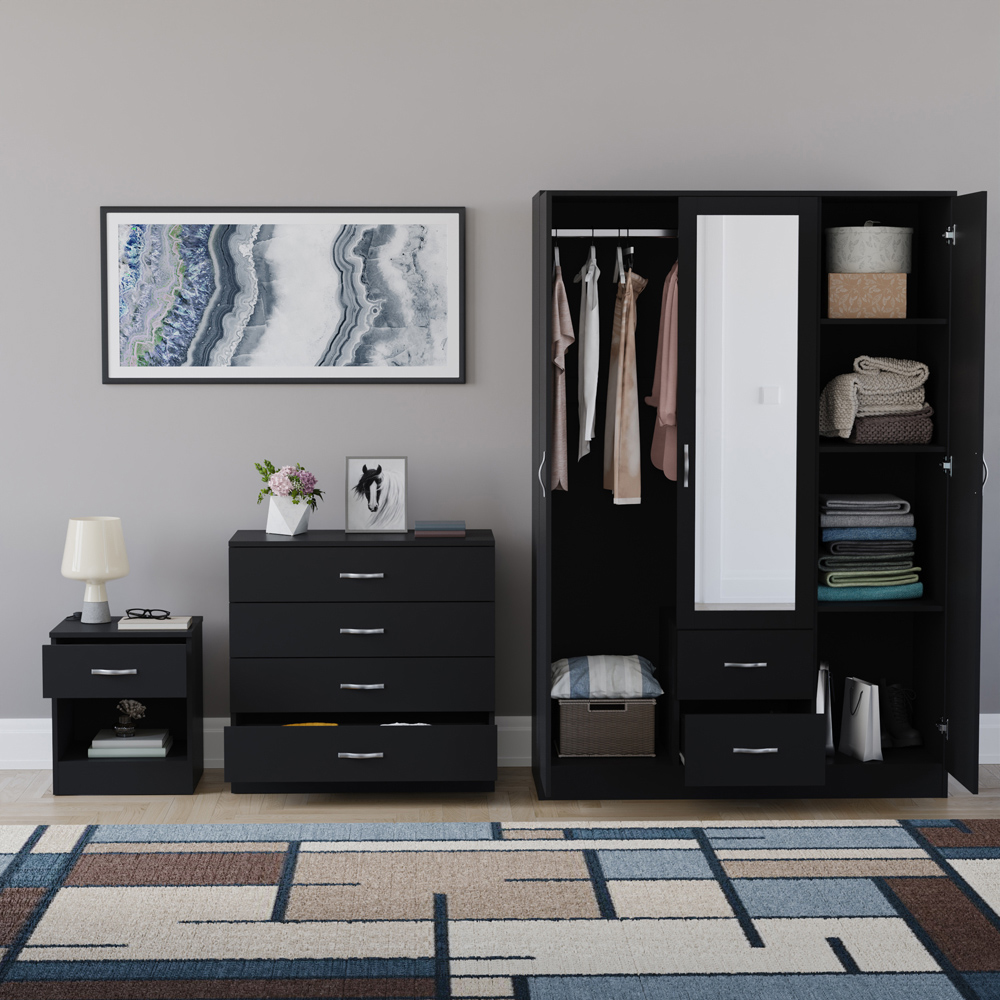 VIDA DESIGNS Riano Black 3 Piece Bedroom Furniture Set Image 3