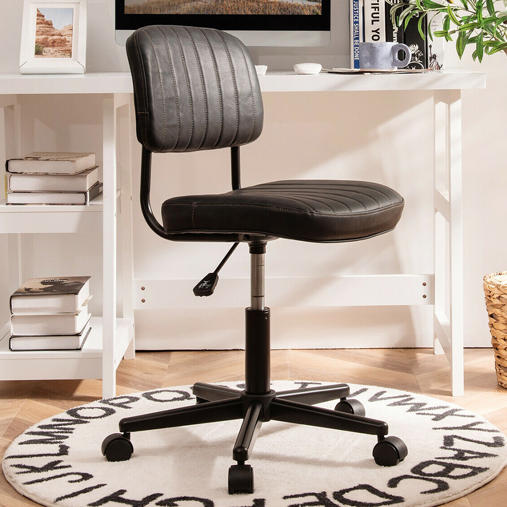 Costway Black PU Leather Office Chair Image 1