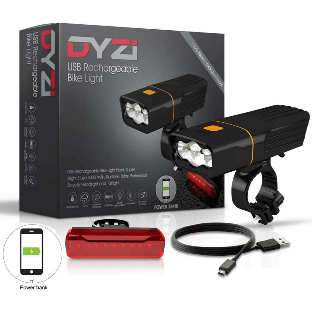 Dyzi Rechargeable Front and Rear Bike Light Set Image 2