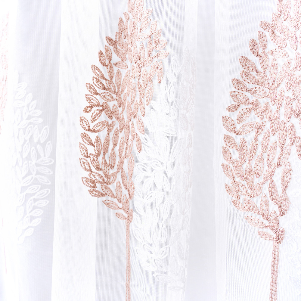 Living and Home Semi-Sheer Embroidered Leaf Curtains 100 x 200cm Image 6