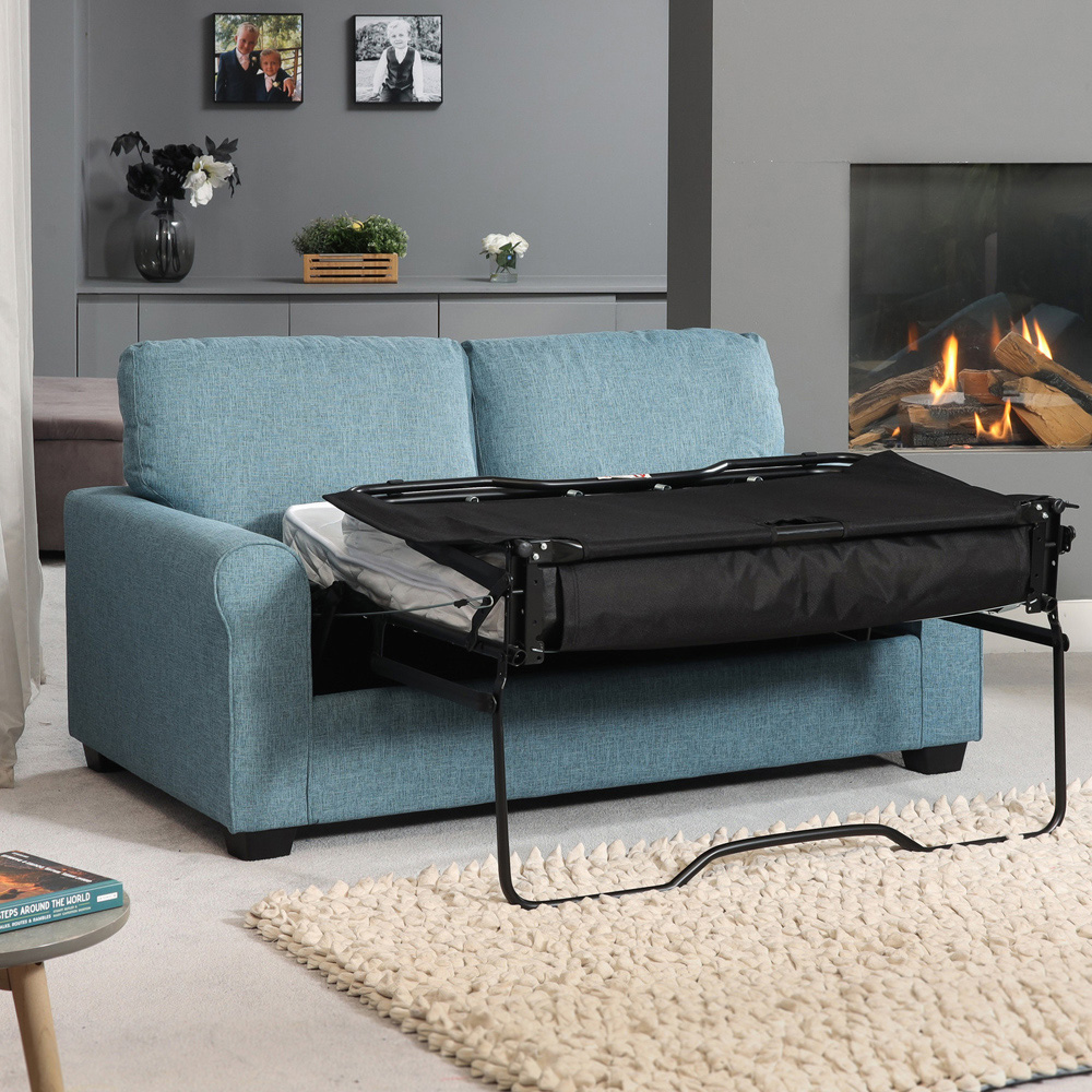 Dawson 2 Seater Teal Fabric Sofa Bed Image 2