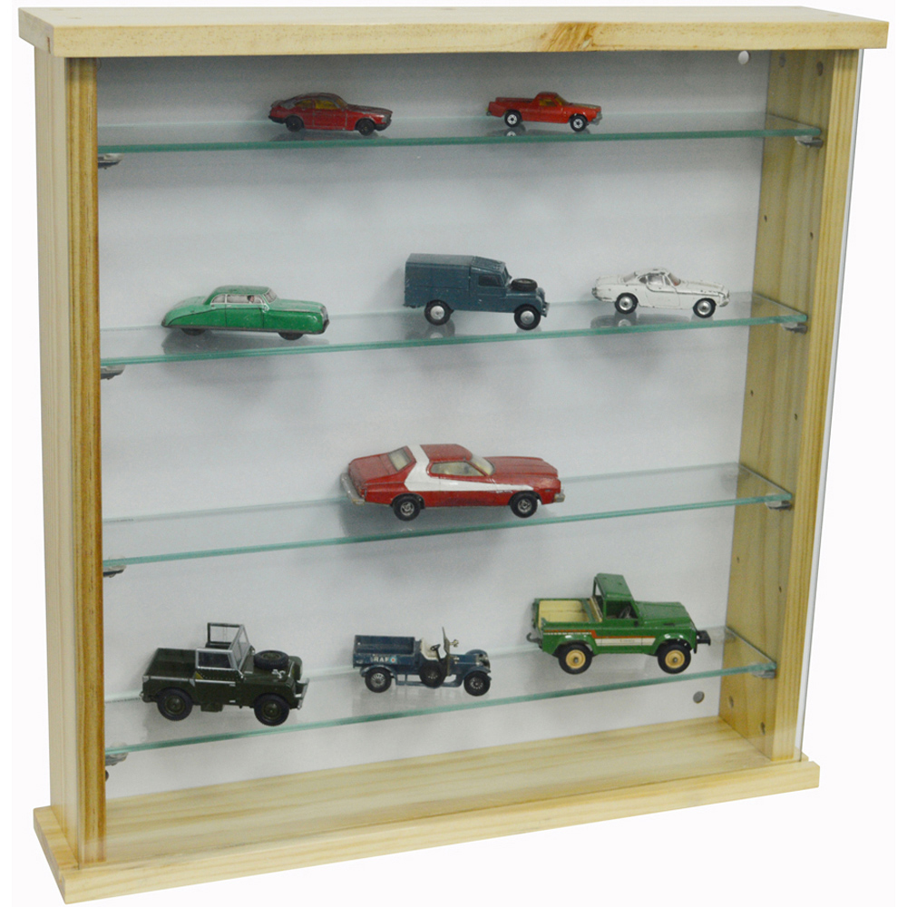 Watsons Exhibit 4 Shelf Natural Pine Glass Wood Wall Display Cabinet Image 5