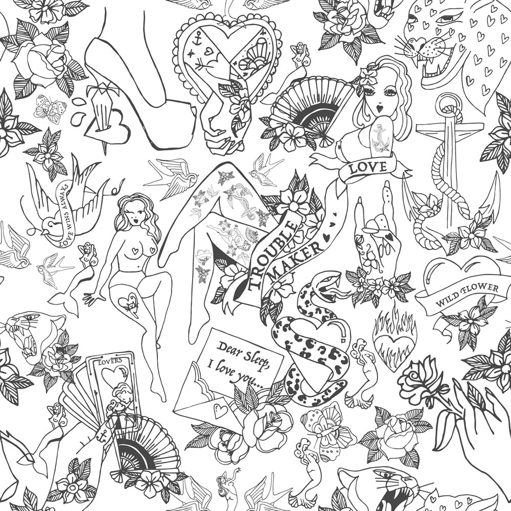 furn. Inked Single Blush Duvet Set Image 6