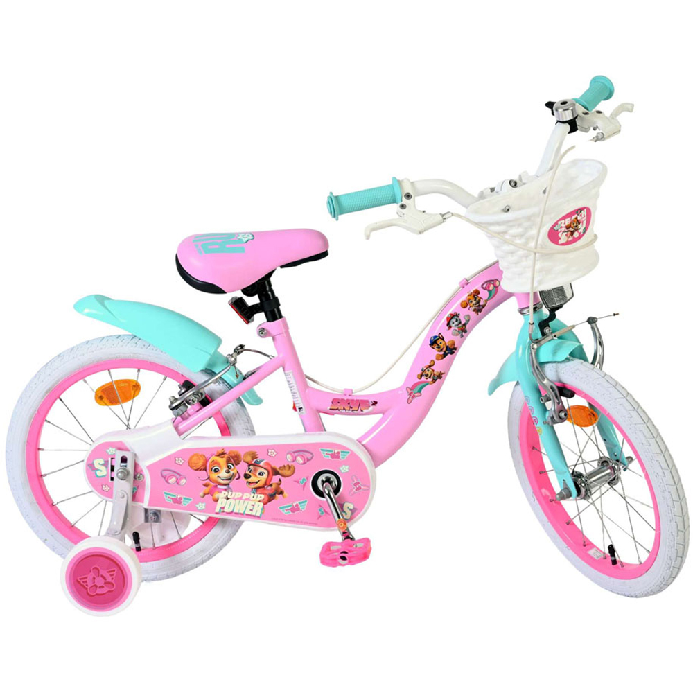 Volare Paw Patrol Kids 16 inch Multicolour Bike with Stabilisers and Basket Image 4