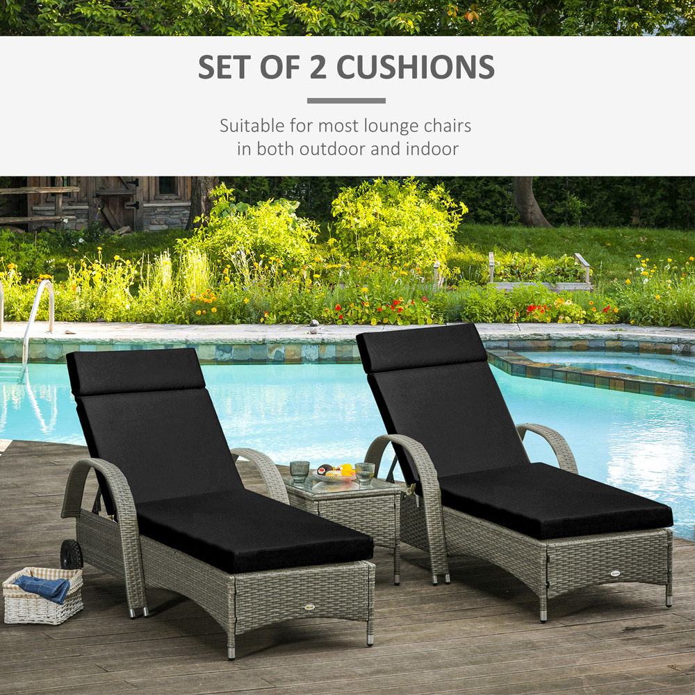Outsunny Black Outdoor Seat Cushions 196 x 55cm 2 Pack Image 4