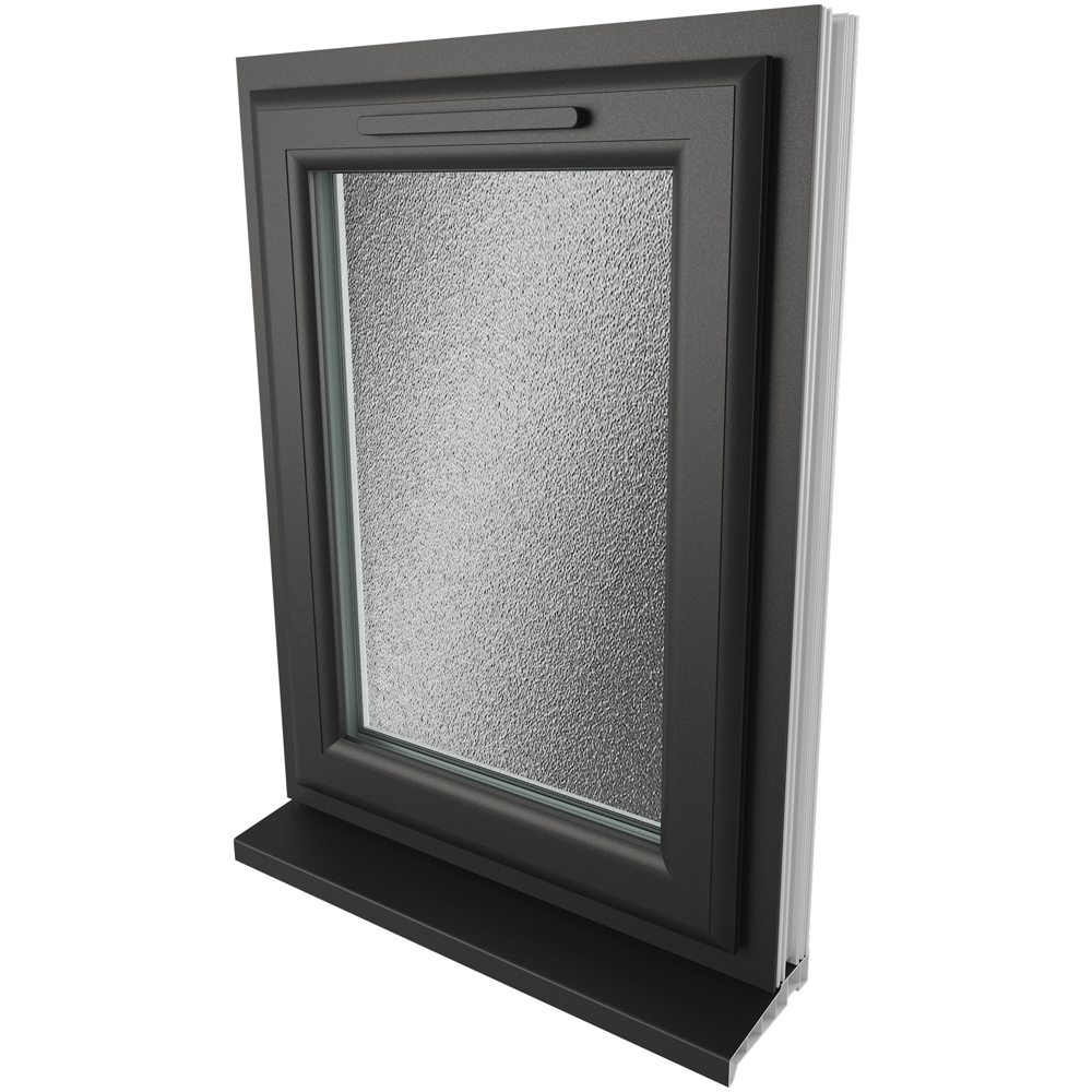 Crystal Black and White LH Side Hung Obscure Double Glazed Window 610 x 820mm Image 4