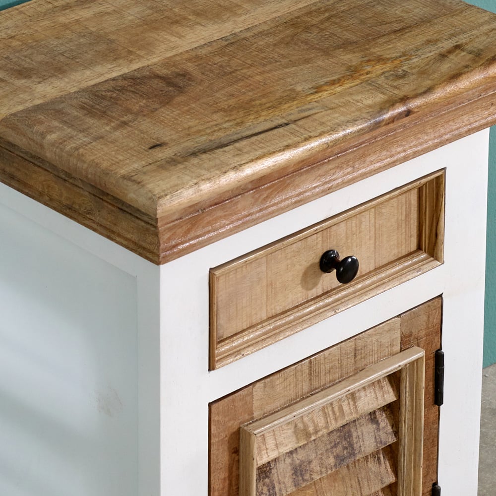 Brooklyn Alfie Single Door Single Drawer Solid Mango Wood Bedside Cabinet Image 4