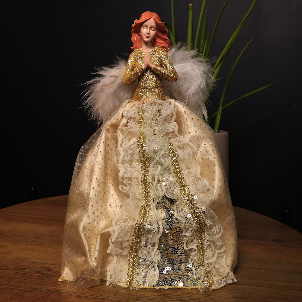 Premier Gold Angel Feather Wings Christmas Tree Topper 25cm Image 4