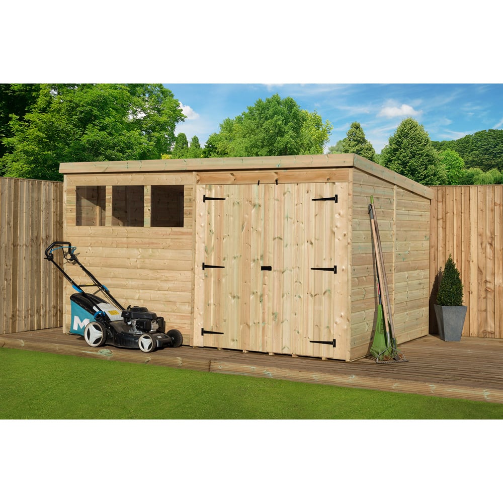 Empire Sheds 4000 14 x 8ft Double Door Tongue and Groove Pent Garden Shed Image 3