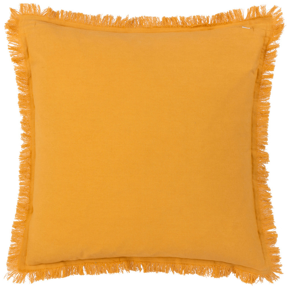 furn. Gracie Mustard Velvet Fringed Cushion Image 3