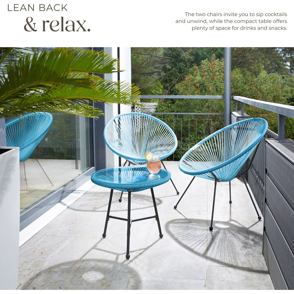 tectake Santana 2 Seater Blue Bristo Set Image 4