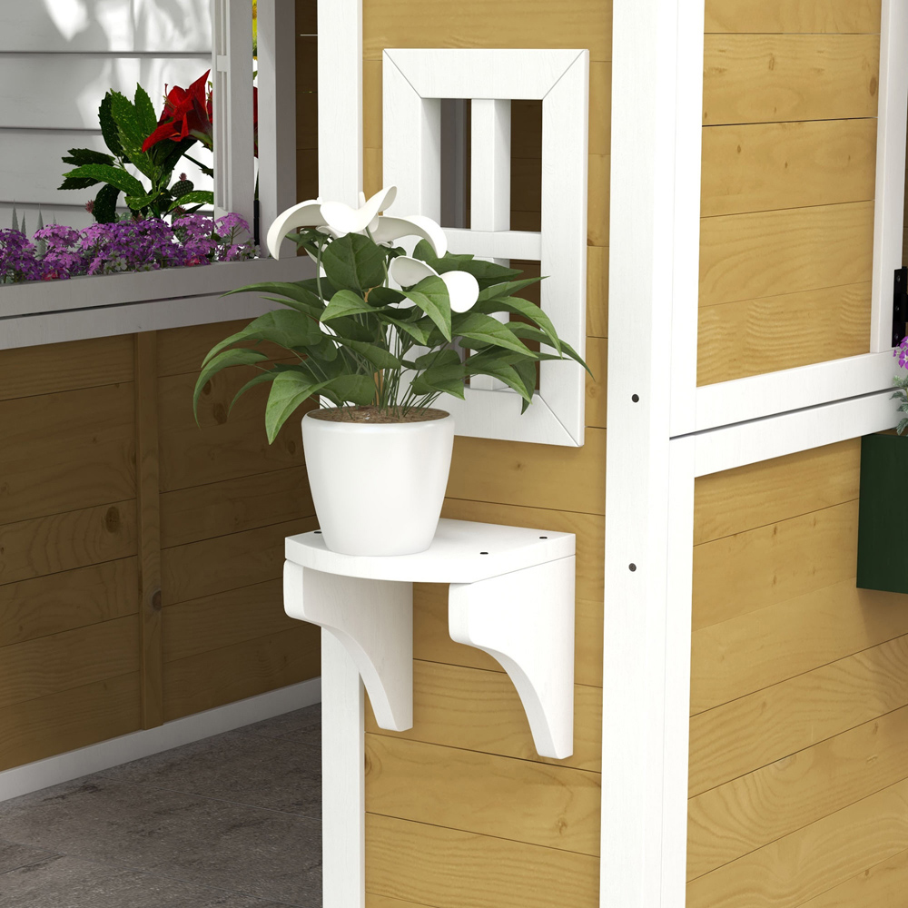 Outsunny Kids Beige Wooden Playhouse with Door Image 4