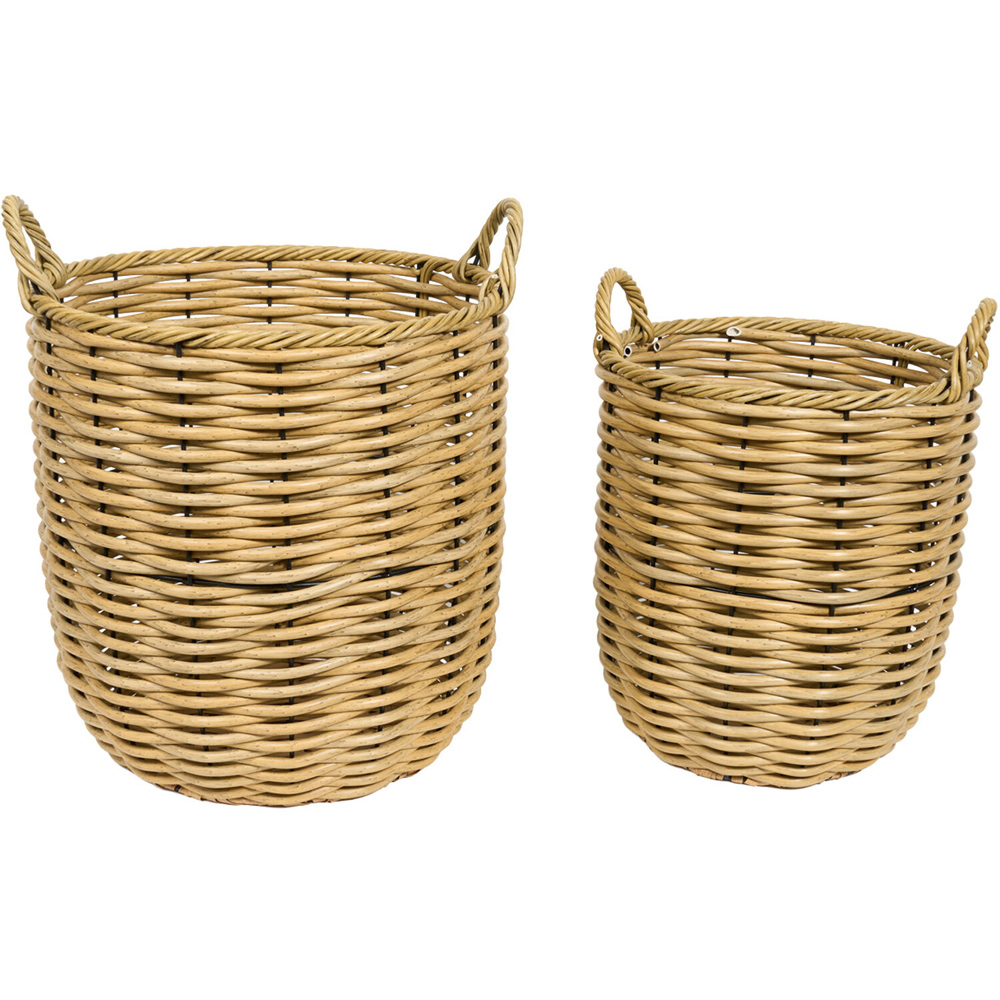 Set of 2 Rattan Baskets Natural Image 1
