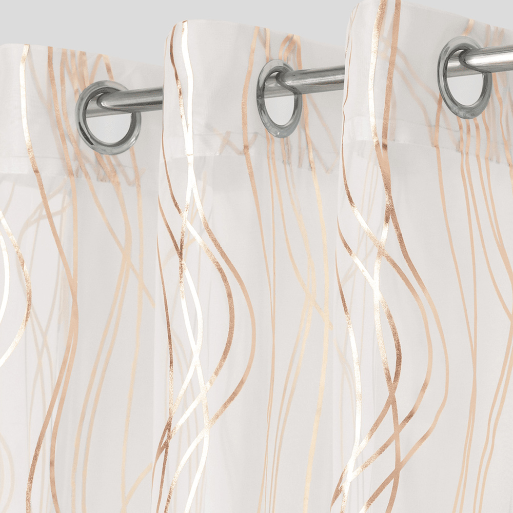 Velosso Gold Swirls Eyelet Voile Panel Curtain 150 x 183cm Image 2