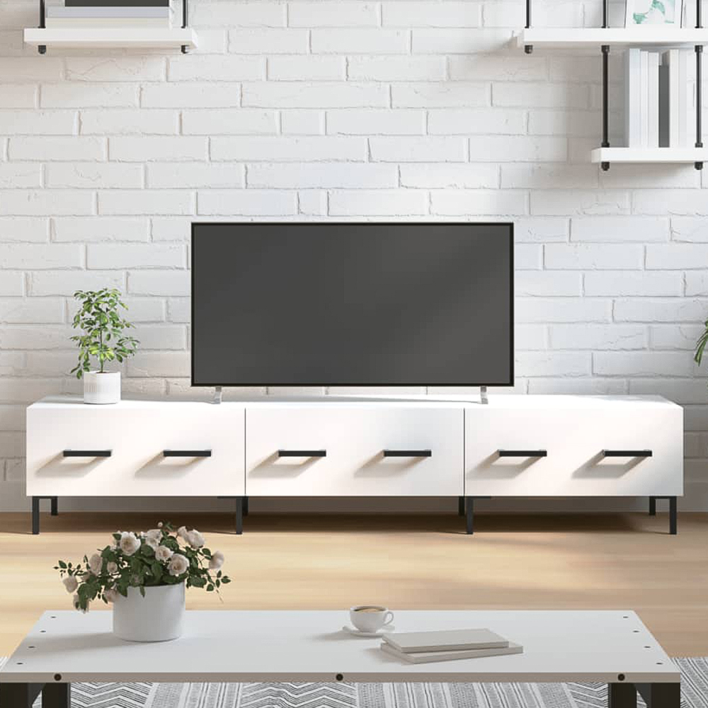 vidaXL 3 Drawer White TV Cabinet Image 1