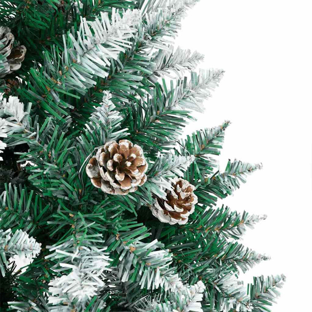 vidaXL Green Snow Flocked Artificial Christmas Tree with Pinecones 6ft Image 5