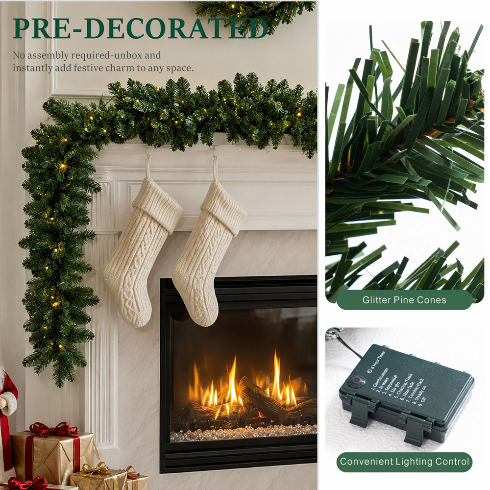 Abrihome 50 Warm White LED Artificial Christmas Garland with 240 Tips 270cm Image 5