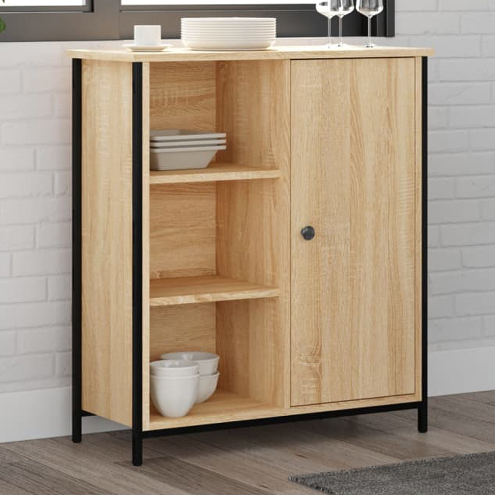 vidaXL Single Door 3 Shelf Sonoma Oak Sideboard Image 1