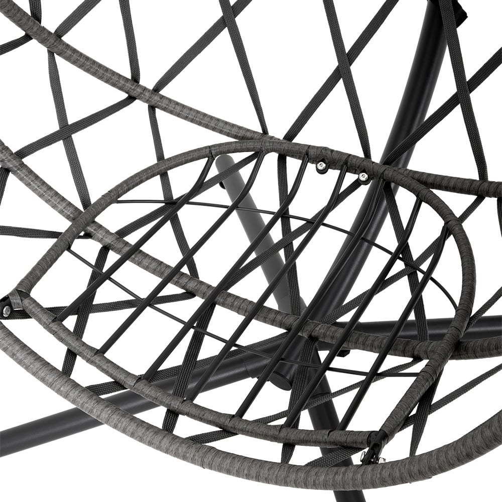 Living and Home Black Densely Woven Rattan Hanging Egg Chair Image 3