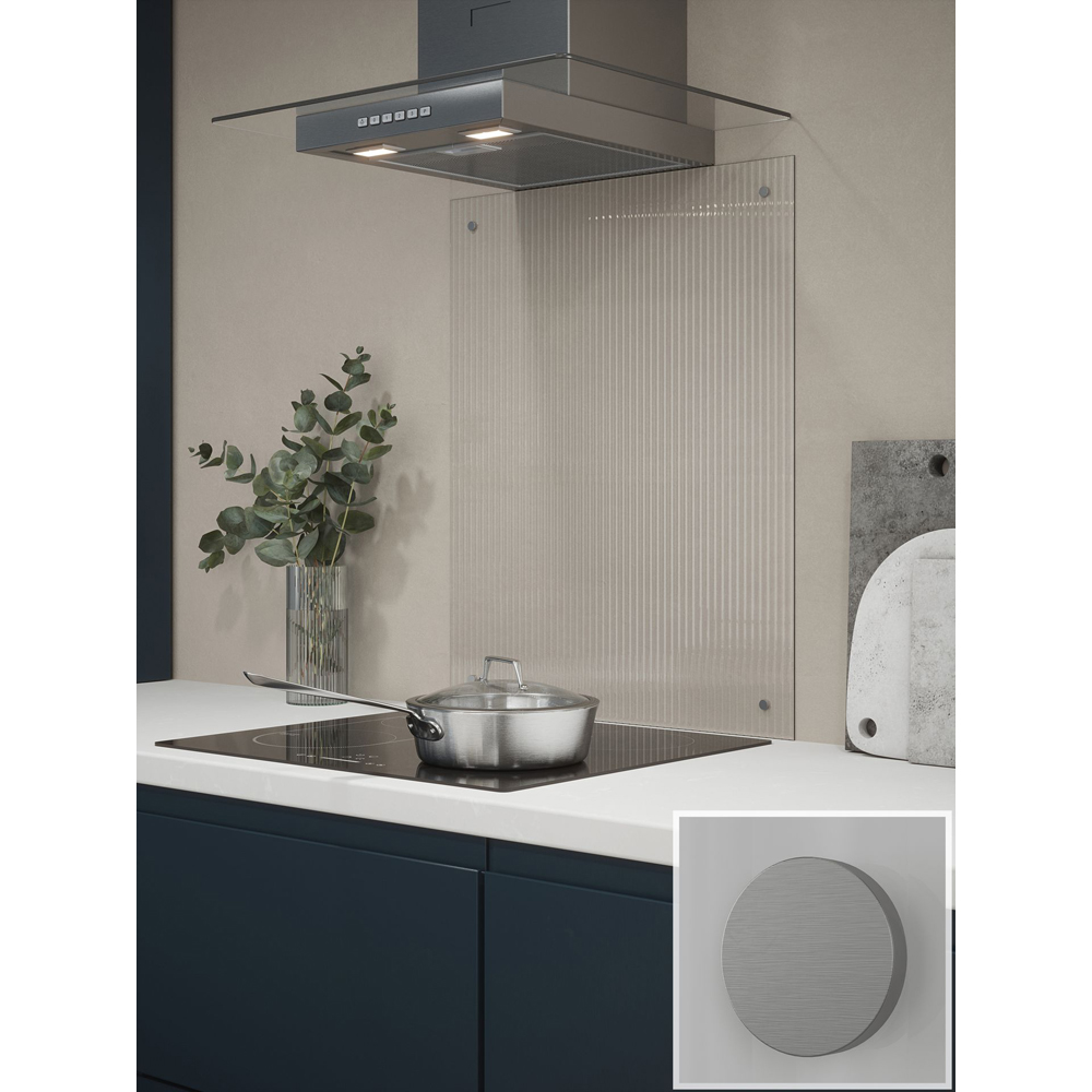 Fluted Clear Glass Kitchen Splashback with Brushed Caps 600 x 750 x 4mm Image 6