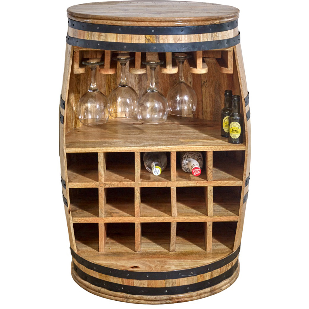 Brooklyn Surrey Solid Dark Wood Barrel Wine Sideboard Image 2