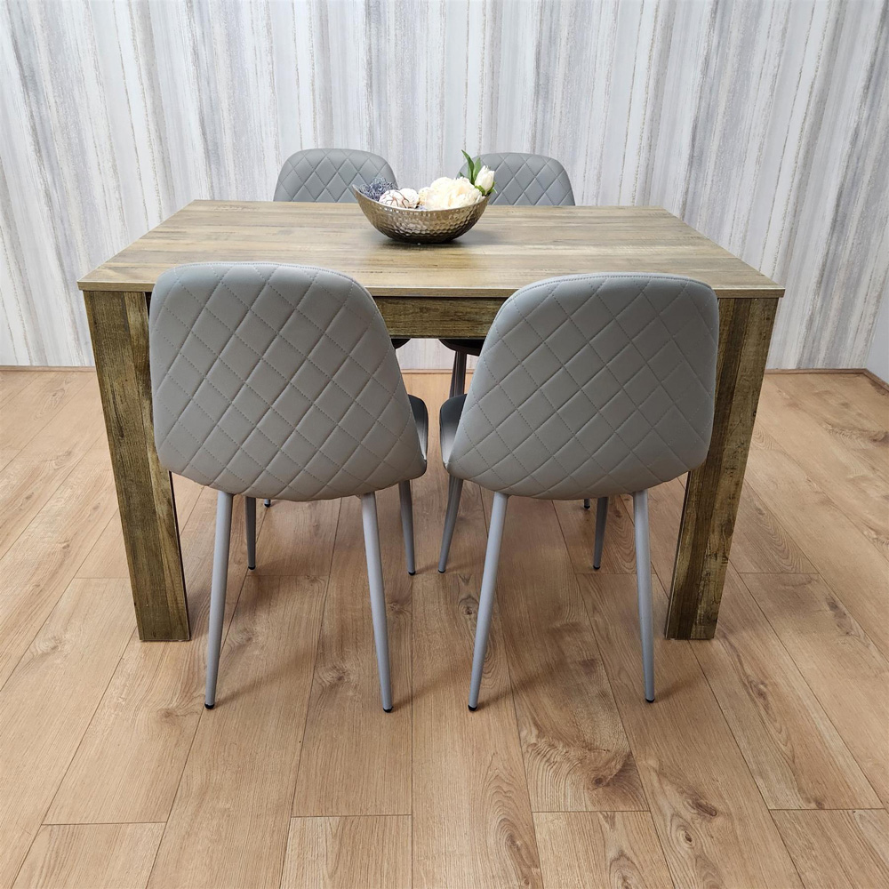 Portland 4 Seater Dining Set Rustic Effect and Grey Gem Image 8