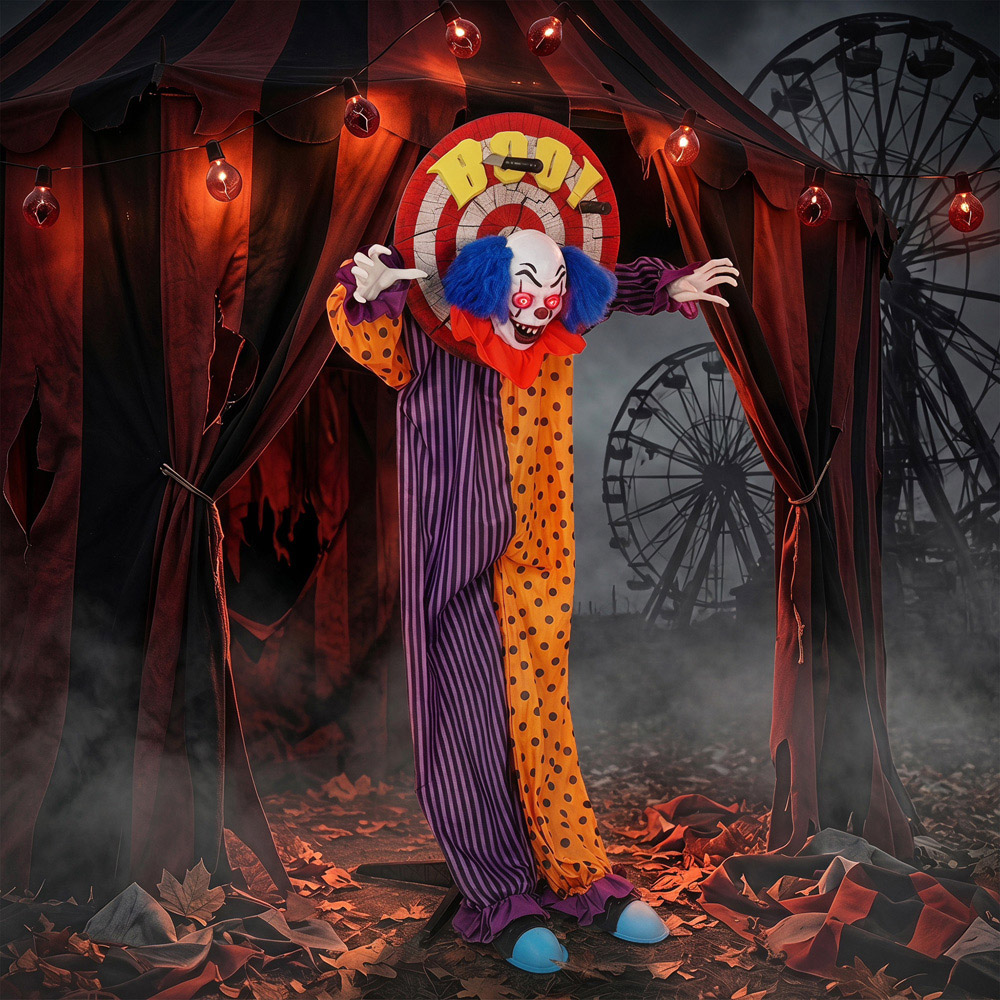 HOMCOM Light Up Life-Size Animated Clown Halloween Decoration 5.4ft Image 4