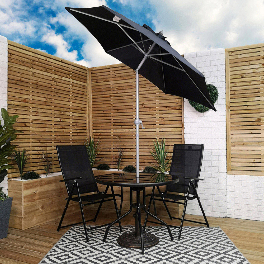 Samuel Alexander 2 Seater Round Outdoor Recliner Dining Set with Black Parasol Image 7