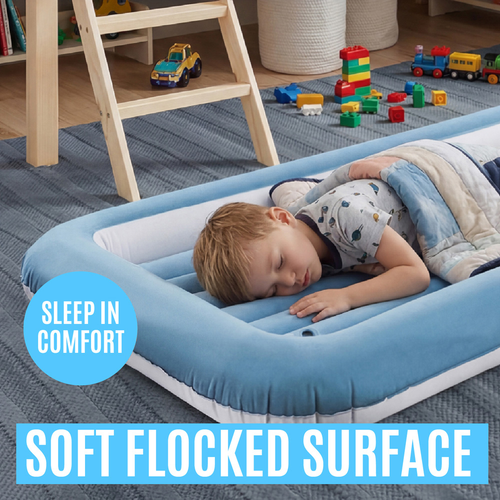 Milestone Pastel Blue Flocked Kids Airbed Image 4