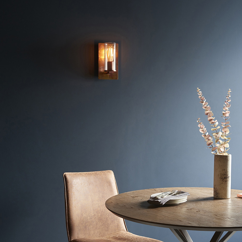 Merano Palermo Copper Patina and Clear Glass Wall Lamp Image 7